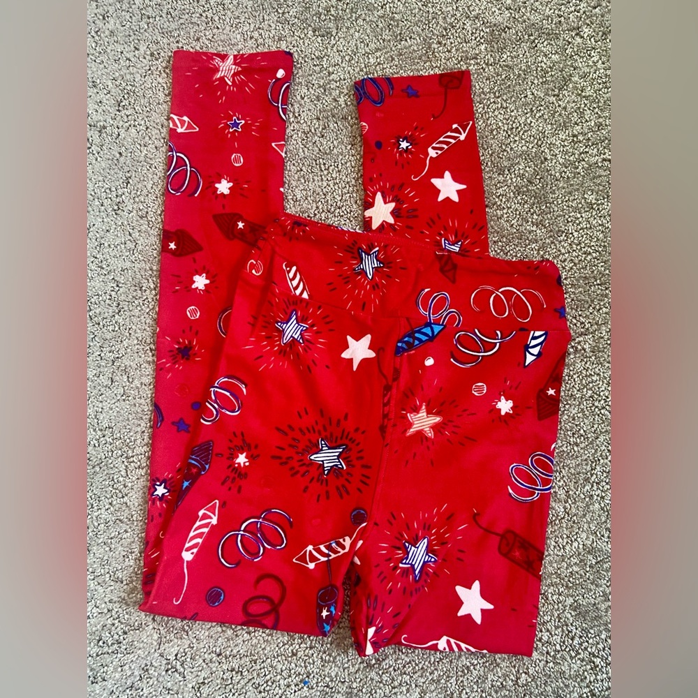 LuLaRoe Kids L/XL Leggings NWOT 4th of July Independence Day Holiday - Picture 4 of 7